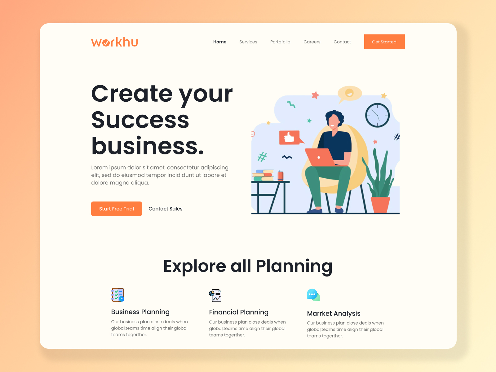 Modern business website landing page design