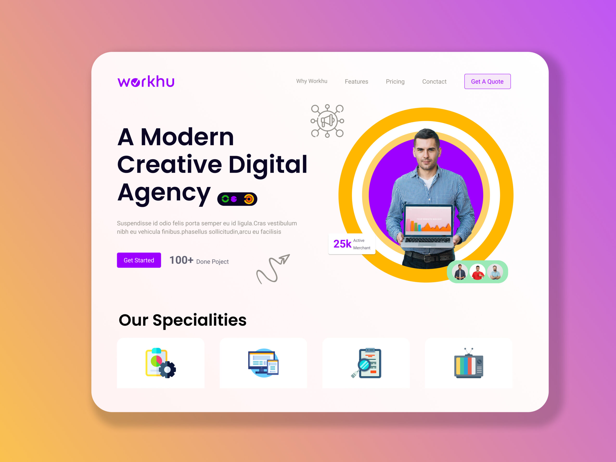 modern creative digital agency landing page website - web design